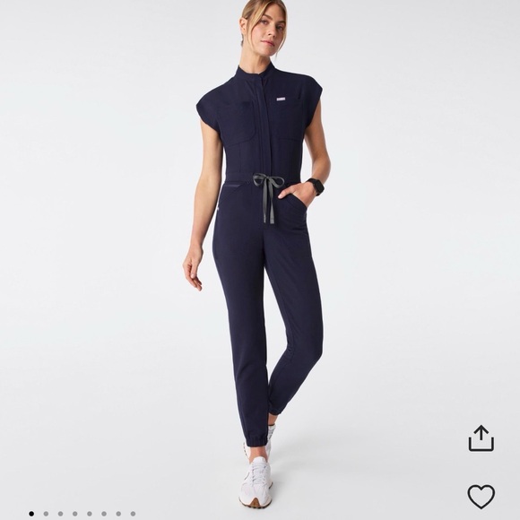 Figs Pants - Figs Scrubs Rafaela Jumpsuit Navy